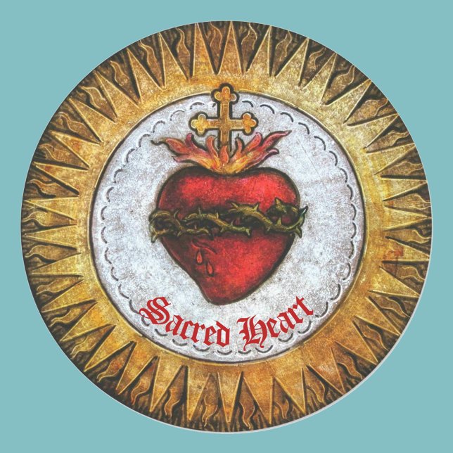 Heiliges Herz von Jesus festgehaltenes Glas Runder Aufkleber (Von Creator hochgeladen)