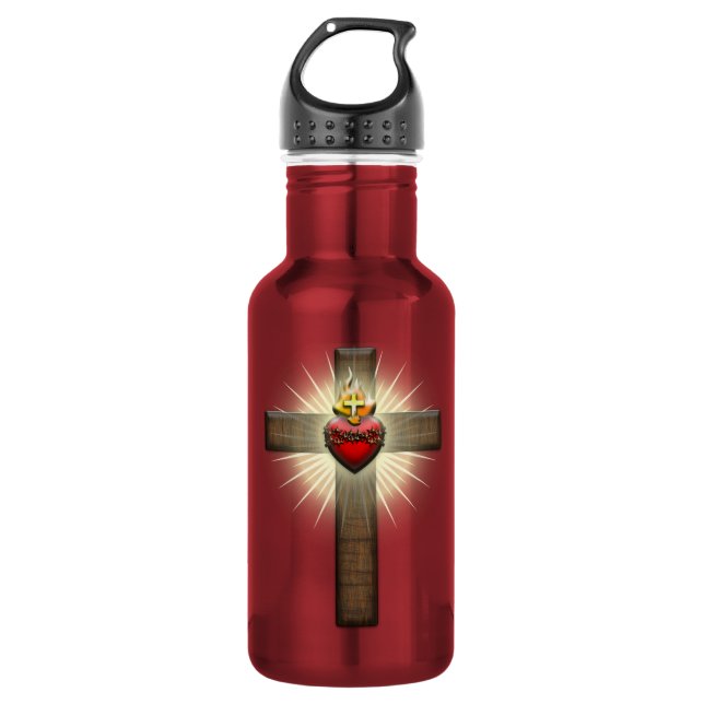 Heiliges Herz von Jesus-Kreuz Trinkflasche (Vorderseite)