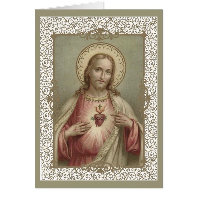 Heiliges Herz von Jesus mit dekorativer Grenze (Vorne)