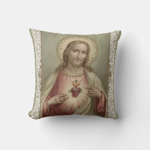 Heiliges Herz von Jesus mit dekorativer Grenze Kissen