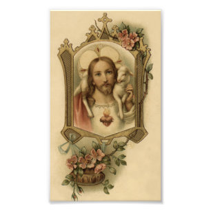 Heiliges Herz von Jesus mit Lamm Fotodruck