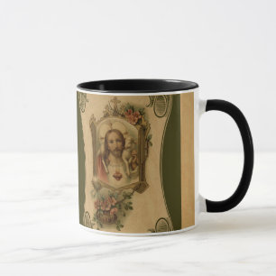 Heiliges Herz von Jesus mit Lamm u. Blumen Tasse
