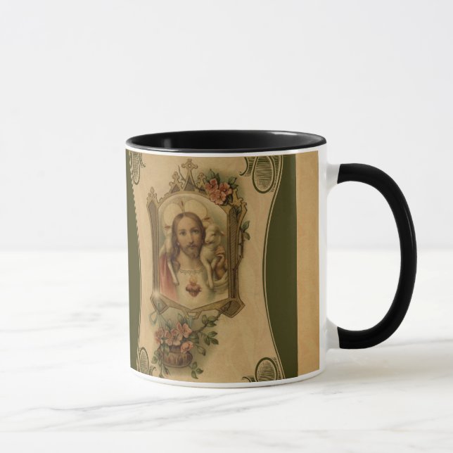 Heiliges Herz von Jesus mit Lamm u. Blumen Tasse (Rechts)