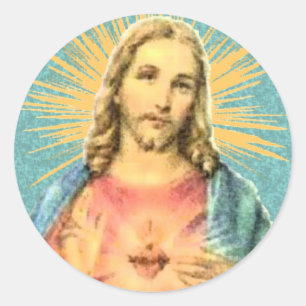 Heiliges Herz von Jesus Runder Aufkleber