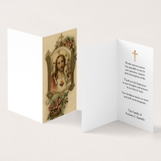 Heiliges Herz von JesusCatholic Beileid danken Visitenkarten (Innenseite und Außenseite)