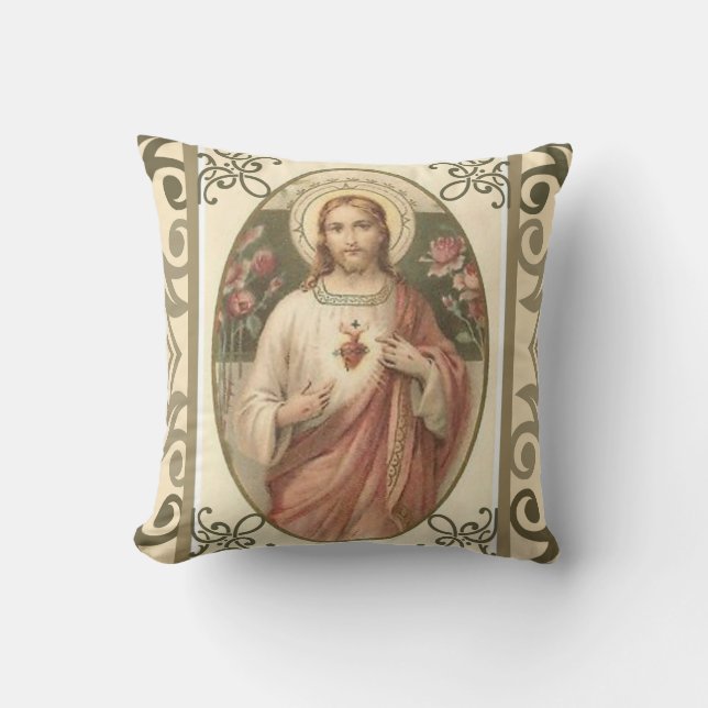 Heiliges Herz von Rosen Jesuss w/pink Kissen (Vorderseite)