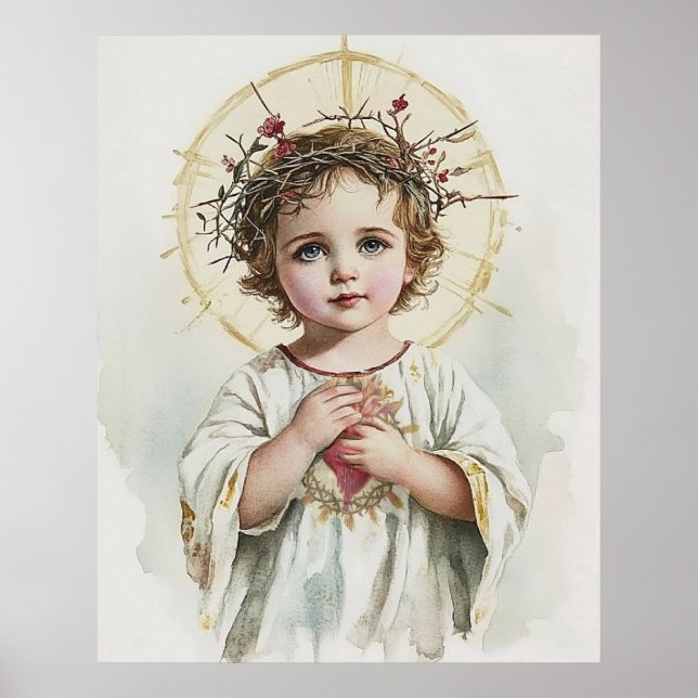 Heiliges Herzkind Jesus Vintag Religiös Poster (Vorne)