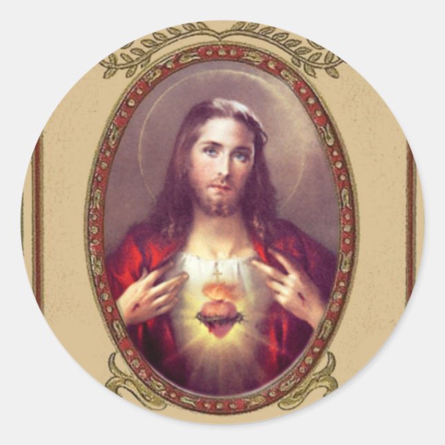 Heiliges katholisches Herz Jesu Runder Aufkleber (Vorderseite)
