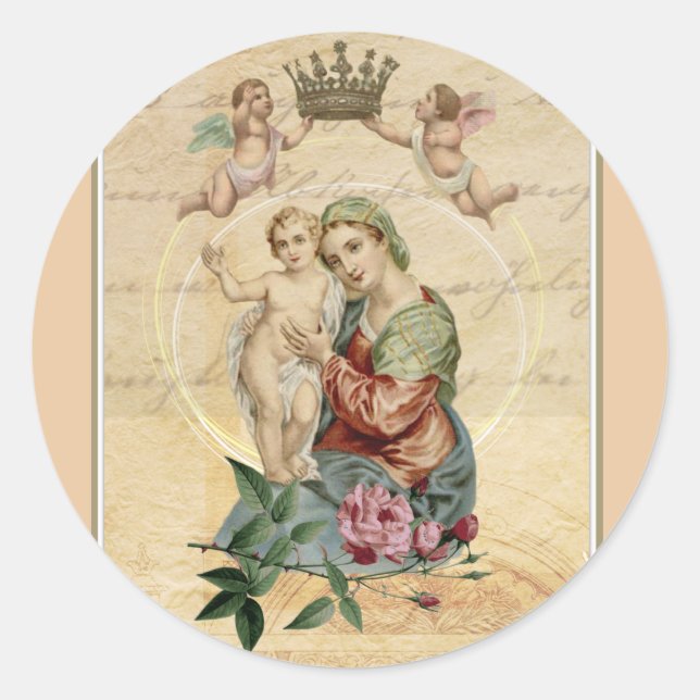 Heiliges katholisches Herz Jesu Runder Aufkleber (Vorderseite)