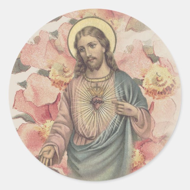 Heiliges katholisches Herz Jesu Runder Aufkleber (Vorderseite)