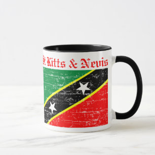 Heiliges Kitts und Nevis beunruhigte Flagge Tasse