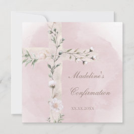 Heiliges Kreuz auf staubige rosa Aquarellfarbenbes Einladung