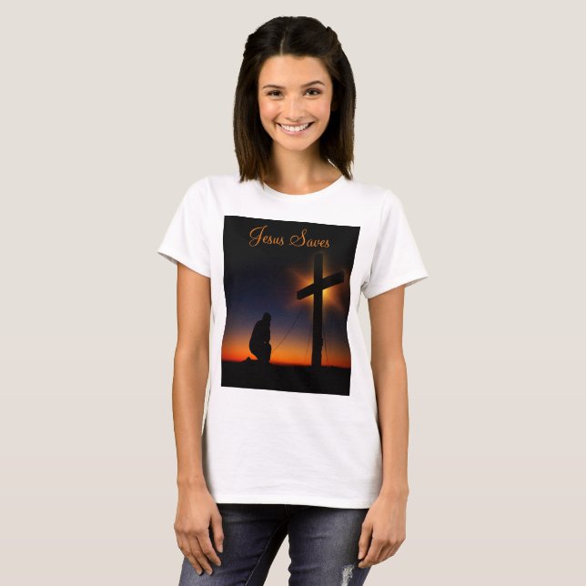 Heiliges Kreuz bei Sonnenuntergang (personalisiere T-Shirt (Vorne ganz)