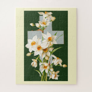 Heiliges Kreuz mit Blumen zu Ostern