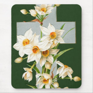 Heiliges Kreuz und Blumen Mousepad