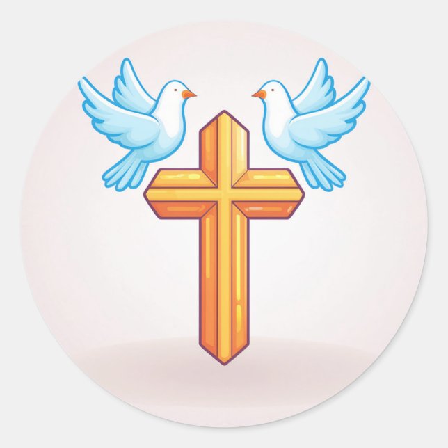 Heiliges Kreuz und Tauben Runder Aufkleber (Vorderseite)