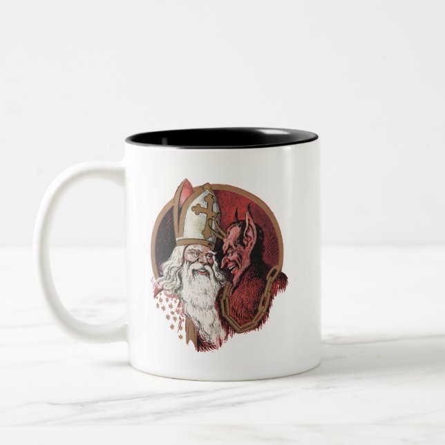 Heiliges Nicholas und Krampus Zweifarbige Tasse (Links)