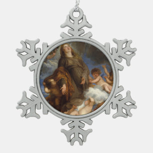 Heiliges Rosalie, der für Pest-geschlagen Schneeflocken Zinn-Ornament