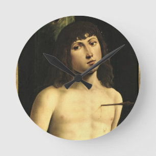 Heiliges Sebastian, c.1490s (Tempera auf Platte) Runde Wanduhr