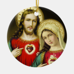 Heiliges tadelloses Herz Mary Jesuss Keramikornament