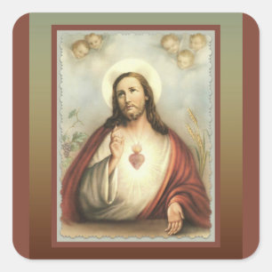 Heiligstes Herz Jesu Cherub Engel Quadratischer Aufkleber
