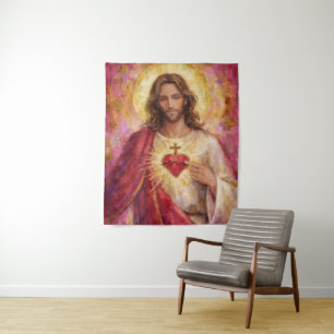 Heiligstes Herz Jesu Goldrahmen-Gemälde Impasto Wandteppich