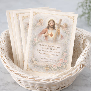 Heiligstes Herz Jesu Kreuz Zitat Florales Design