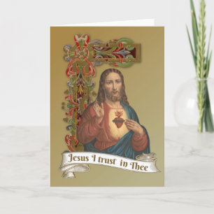 Heiligstes Herz Jesu religiös vintage Karte