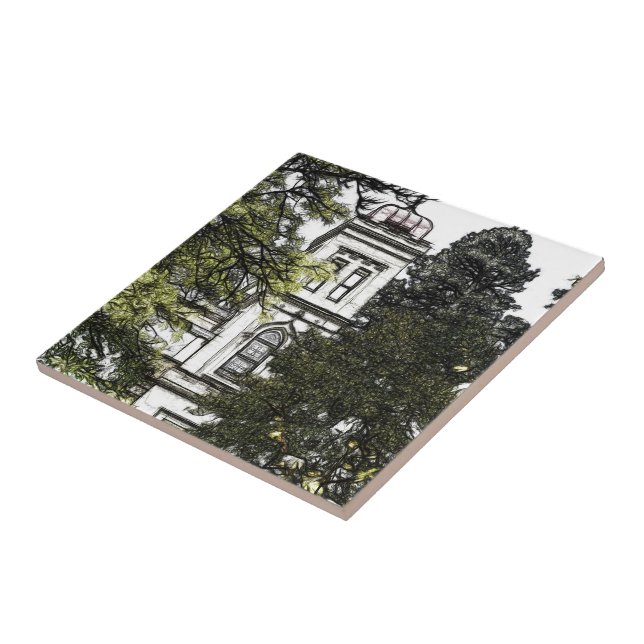 Heiligtum inmitten der Keramik Bäume Fliese (Seite)