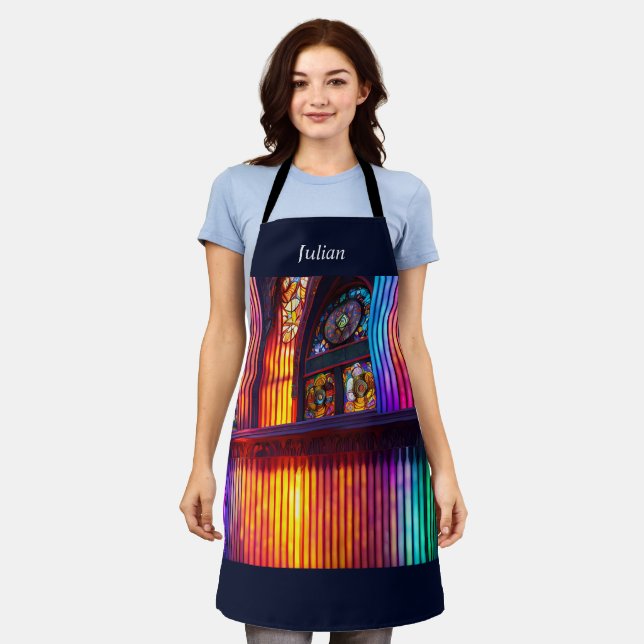 Heiligtum | Rainbow Church Art Personalisiert Schürze (Getragen)