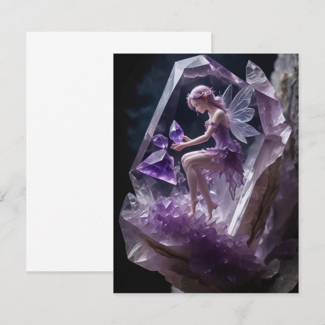 Heilkristalle Amethyst Fairy Birthday Card Dankeskarte (Vorne/Hinten)