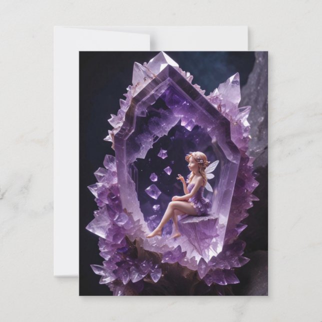 Heilkristalle Amethyst Fairy Dankeskarte (Vorderseite)