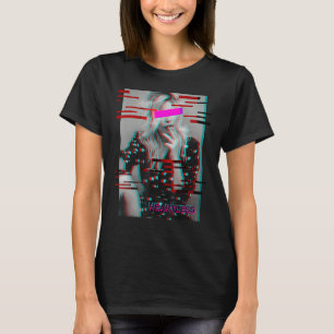 Heilloses Mädchen antisoziales Glitch ästhetische T-Shirt