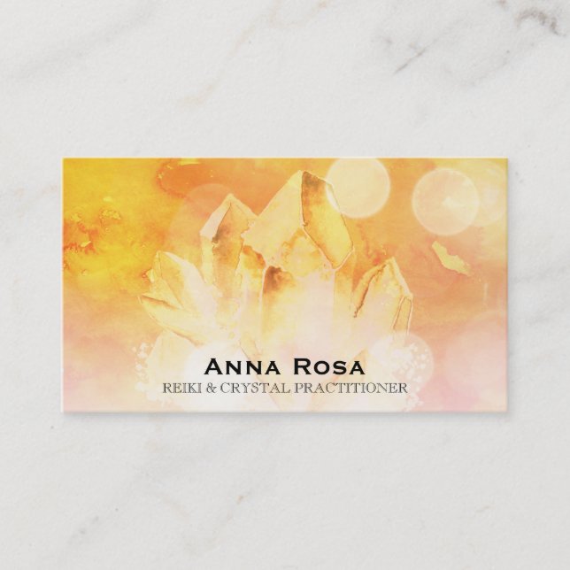 ~ Heilmassage Reiki Citrine Kristalllein Yoga Visitenkarte (Vorderseite)