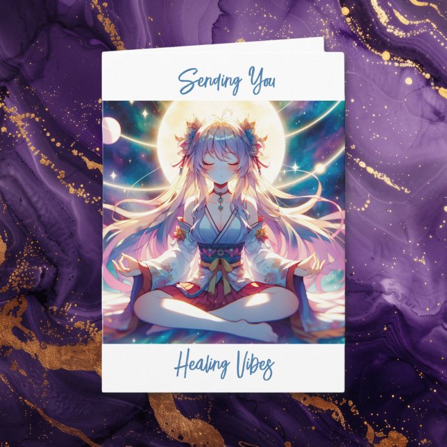 Heilschluchten senden | Anime Girl Meditation Karte (Von Creator hochgeladen)