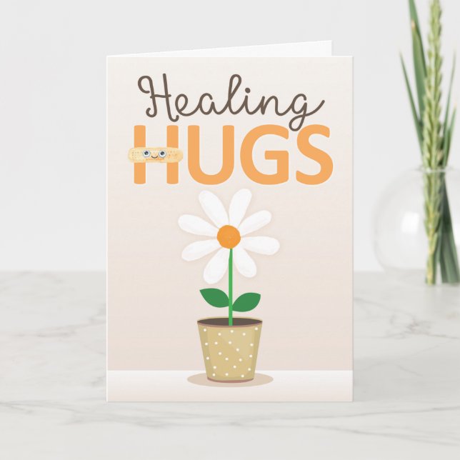 Heilschlucker werden mit Verband und Blume gut. Karte (Vorderseite)