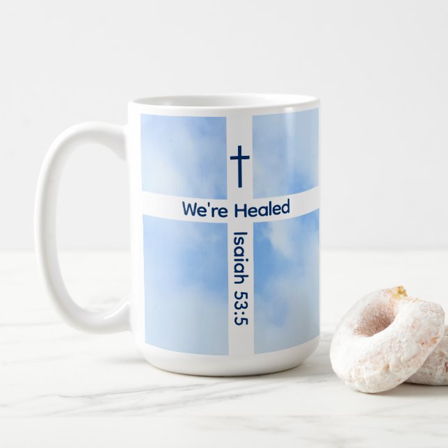 Heilung der Christlichen Kreuz-Verse Kaffeetasse (Mit Donut)