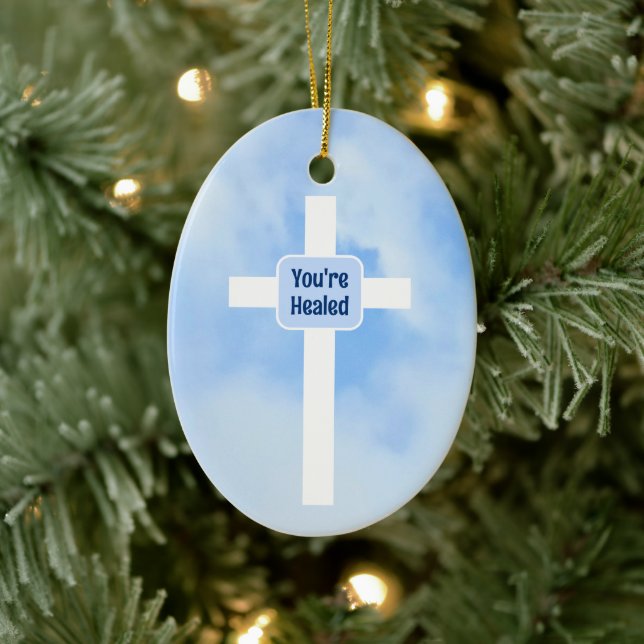 Heilung der Christlichen Kreuz-Verse Keramik Ornament (Baum)