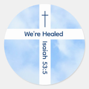 Heilung der Christlichen Kreuz-Verse Runder Aufkleber