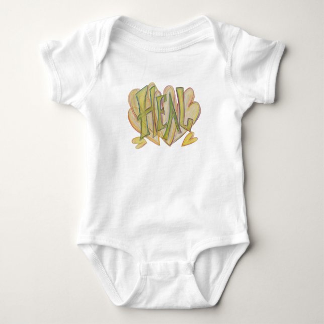 Heilung Herz Word Art Baby Kleidung Baby Strampler (Vorderseite)