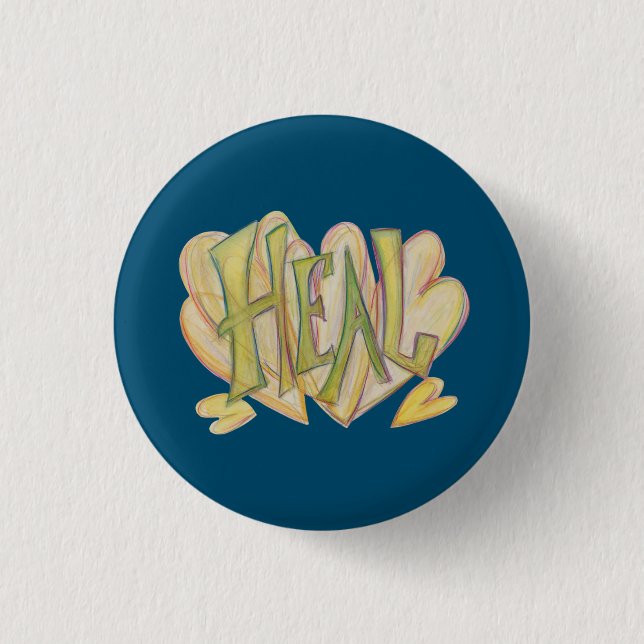 Heilung Herz Word Art Lapel Pin Tasten Button (Vorderseite)