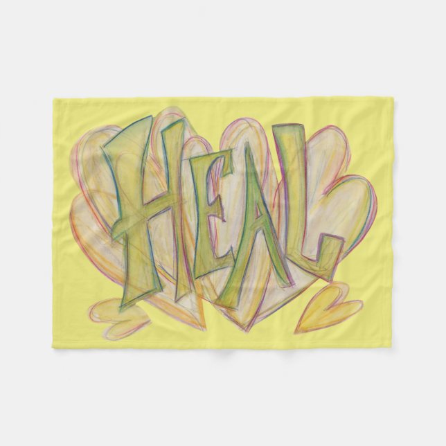 Heilung Herz Word Kunst weich Chemo Fleece Blanket (Vorderseite (Horizontal))