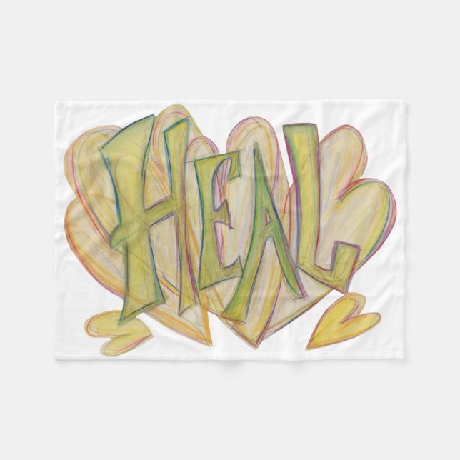 Heilung Herz Word Kunst weich Chemo Fleece Decken (Vorderseite (Horizontal))