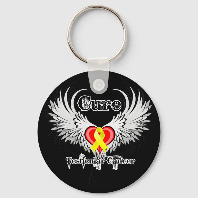 Heilung Hodenkrebs Herz Tattoo Wings Schlüsselanhänger (Vorderseite)
