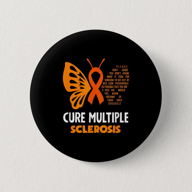 Heilung Multiple Sklerose Bewusstsein Schmetterlin Button (Vorderseite)