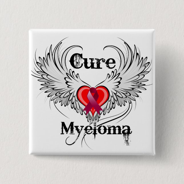 Heilung Myelom Herz Tattoo Wings Button (Vorderseite)