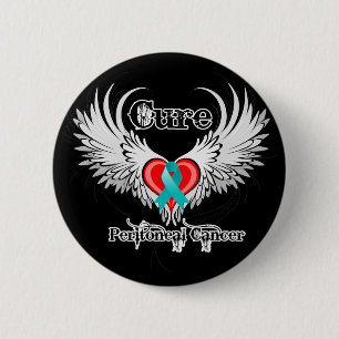 Heilung peritonealer Krebs Herz Tattoo Wings Button