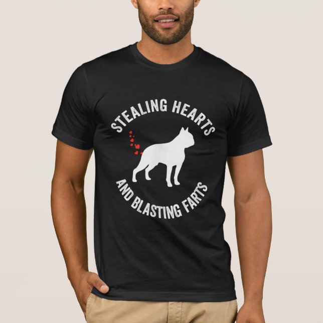 Heilung und Strahlen von Furzen Boston Terrier T-Shirt (Vorderseite)
