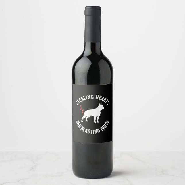 Heilung und Strahlen von Furzen Boston Terrier Weinetikett (Vorderseite)