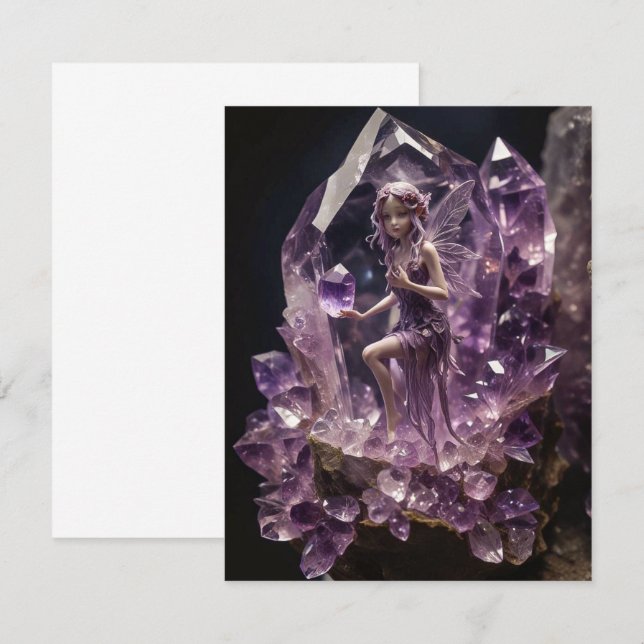 Heilung von Kristallen Amethyst Fairy Birthday Dankeskarte (Vorne/Hinten)